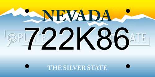 722K86 Nevada License Plate