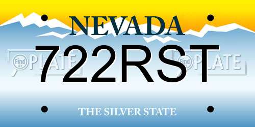 722RST Nevada License Plate