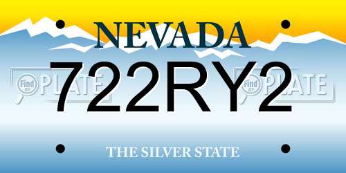722RY2 Nevada License Plate