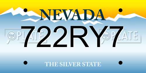 722RY7 Nevada License Plate