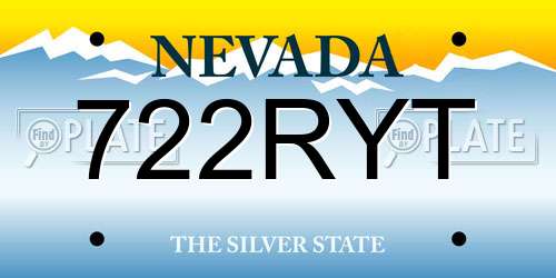 722RYT Nevada License Plate