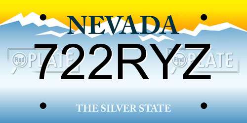 722RYZ Nevada License Plate