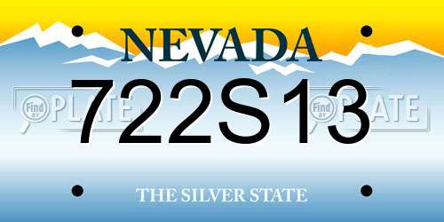722S13 Nevada License Plate