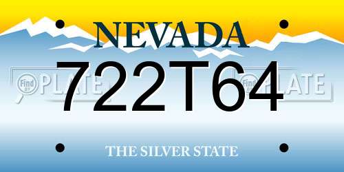 722T64 Nevada License Plate