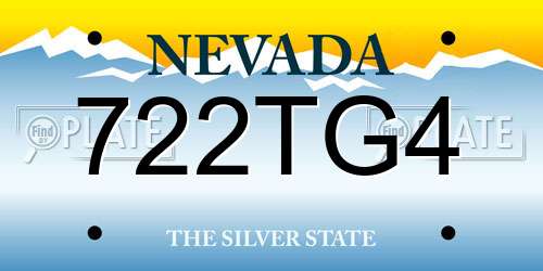 722TG4 Nevada License Plate