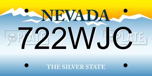 722WJC Nevada License Plate