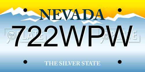 722WPW Nevada License Plate