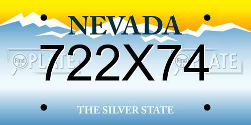 722X74 Nevada License Plate