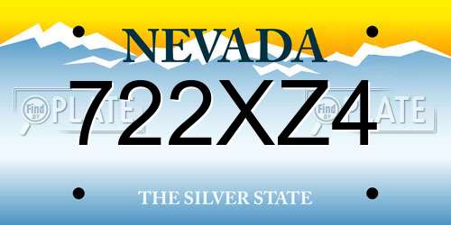 722XZ4 Nevada License Plate