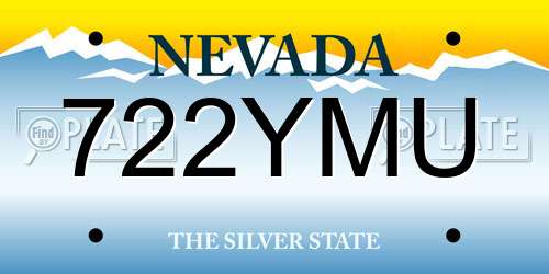 722YMU Nevada License Plate