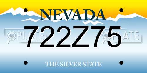 722Z75 Nevada License Plate
