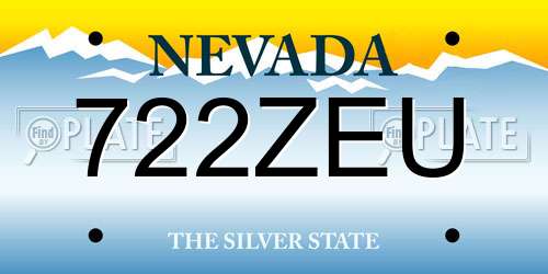 722ZEU Nevada License Plate