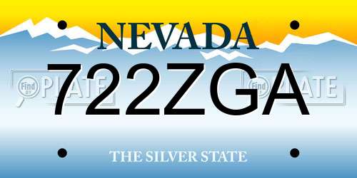 722ZGA Nevada License Plate