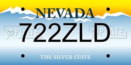 722ZLD Nevada License Plate