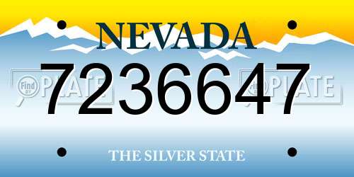 7236647 Nevada License Plate