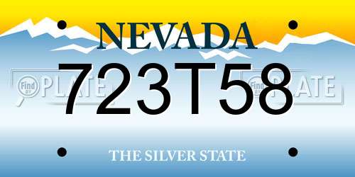 723T58 Nevada License Plate