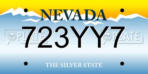 723YY7 Nevada License Plate