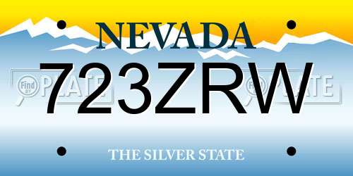 723ZRW Nevada License Plate