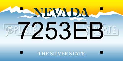 7253EB Nevada License Plate