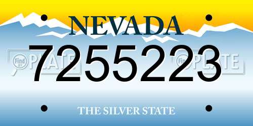 7255223 Nevada License Plate