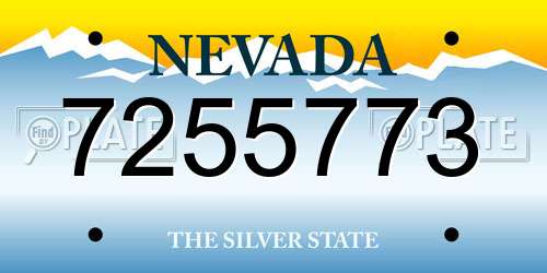 7255773 Nevada License Plate