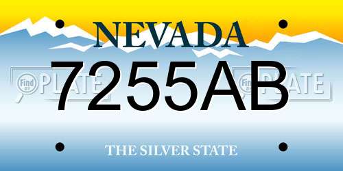 7255AB Nevada License Plate