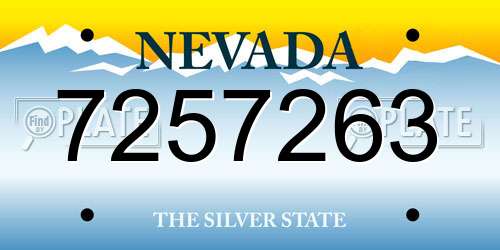 7257263 Nevada License Plate