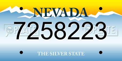 7258223 Nevada License Plate
