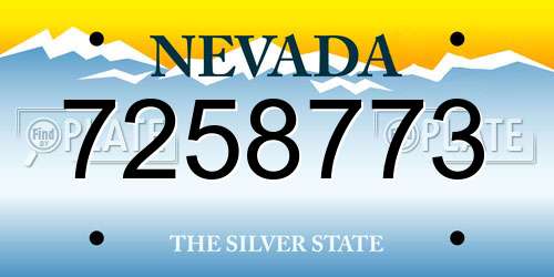 7258773 Nevada License Plate