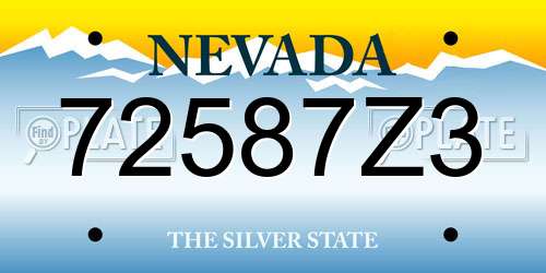 72587Z3 Nevada License Plate