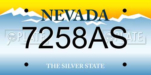 7258AS Nevada License Plate
