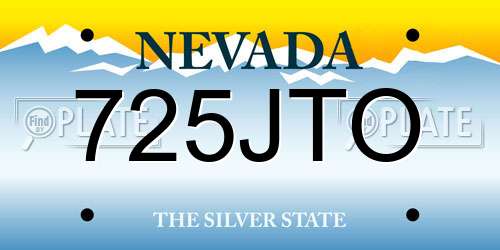 725JTO Nevada License Plate