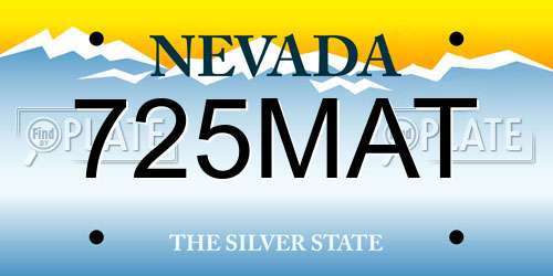 725MAT Nevada License Plate