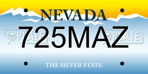 725MAZ Nevada License Plate