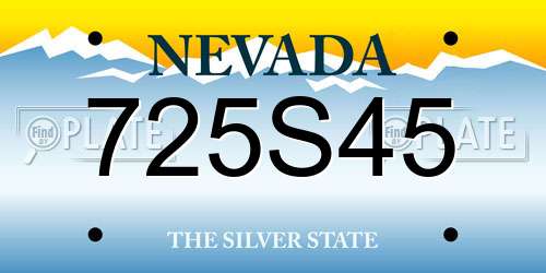 725S45 Nevada License Plate