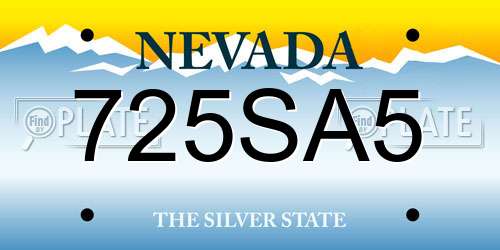 725SA5 Nevada License Plate