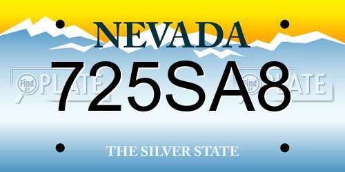 725SA8 Nevada License Plate