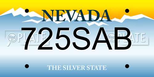 725SAB Nevada License Plate