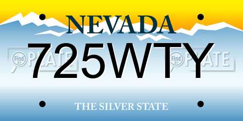 725WTY Nevada License Plate