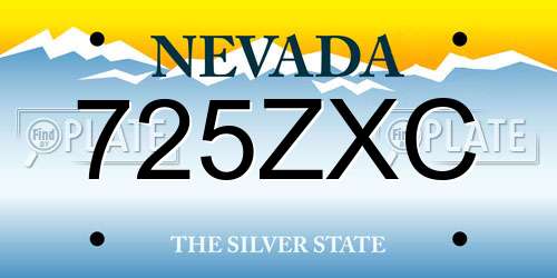 725ZXC Nevada License Plate