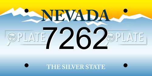7262 Nevada License Plate