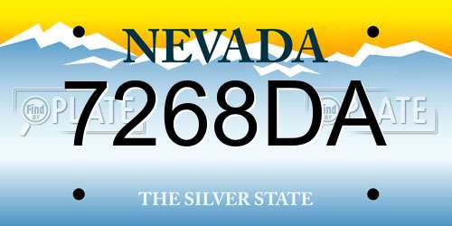 7268DA Nevada License Plate