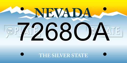 7268OA Nevada License Plate