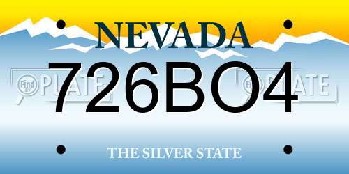 726BO4 Nevada License Plate