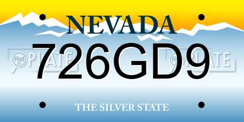 726GD9 Nevada License Plate