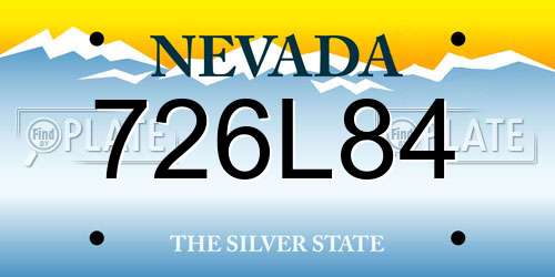 726L84 Nevada License Plate