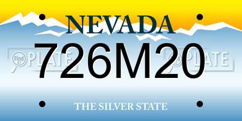 726M20 Nevada License Plate