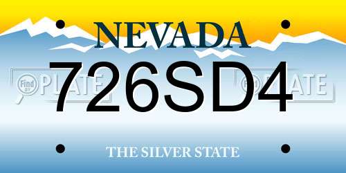 726SD4 Nevada License Plate
