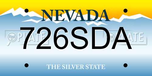 726SDA Nevada License Plate