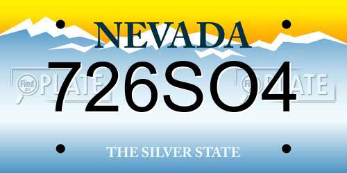 726SO4 Nevada License Plate